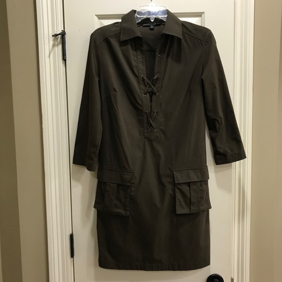 Lafayette 148 New York Brown Lace Up Dress,  2 - Picture 2 of 8